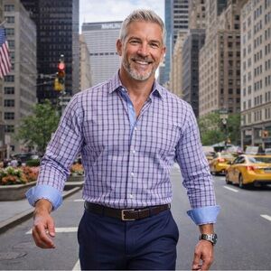 Tailorbyrd Men's Blue and Red Checked Dress Shirt